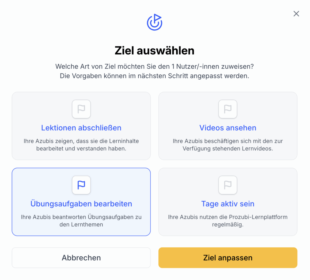 Zielarten im Ausbildungscenter von Prozubi.de